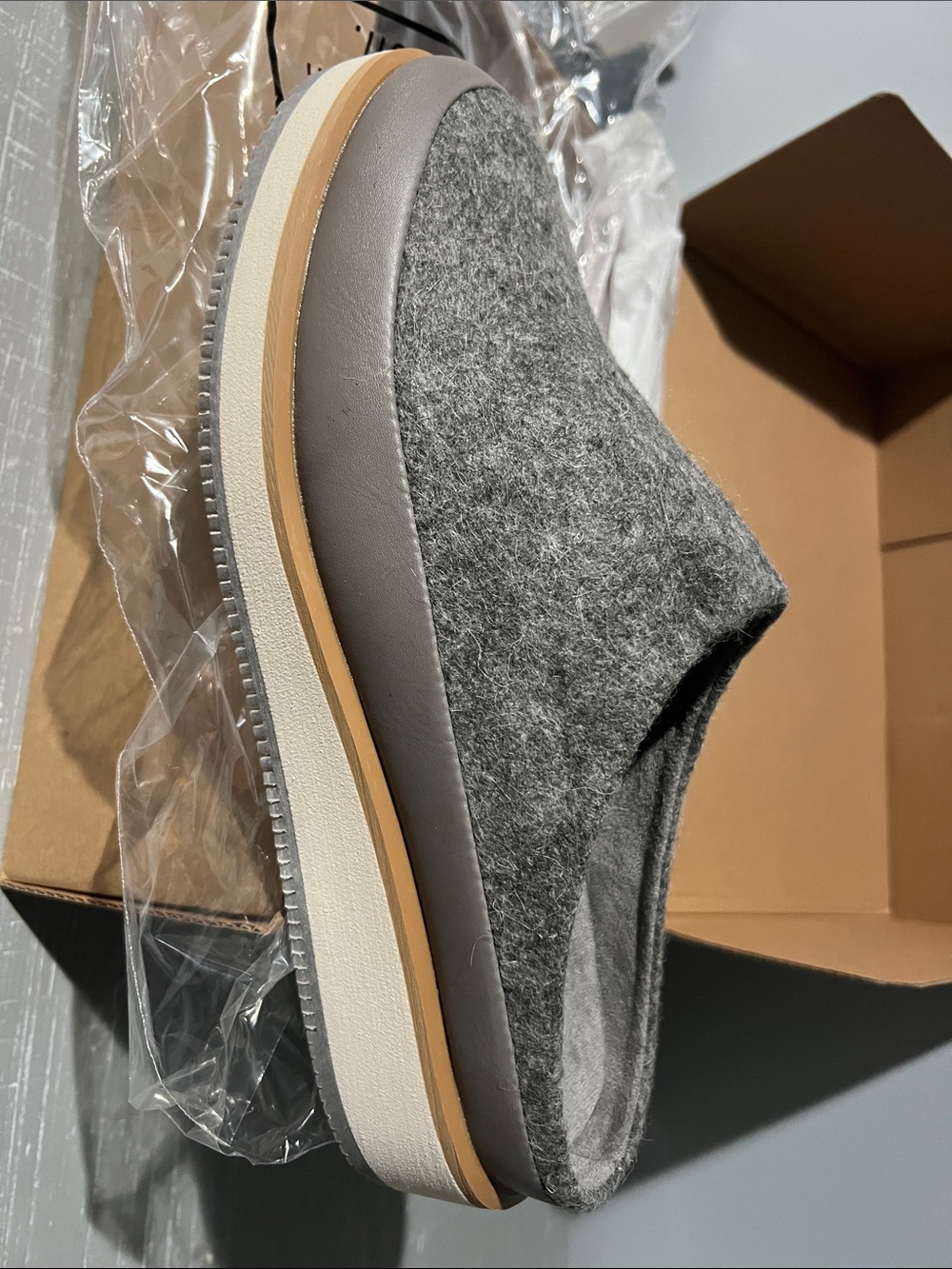 Gray Women's Slip-On Loafers - Casual Felt Flats